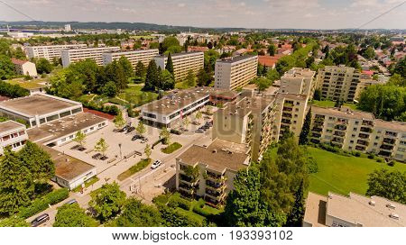 Aerial view of Memmingen city in Bavaria. Germany.