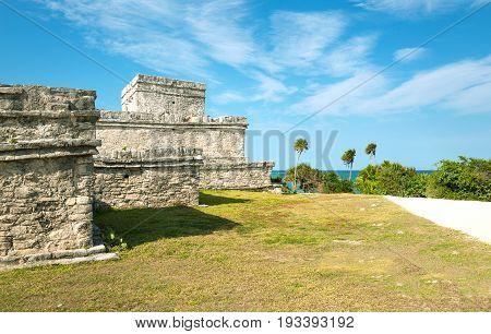 Tulum Mexico the Castle (El Castillo) in the Mayan city archaeological site