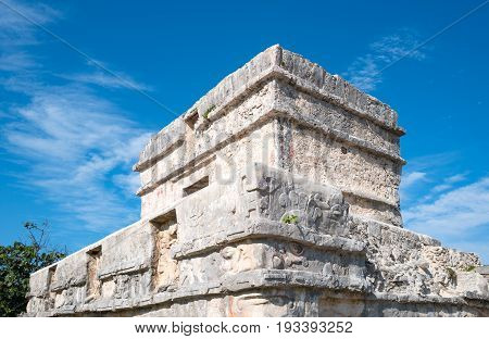 Tulum Mexico the Temple of Frescoes in the Mayan city archaeological site