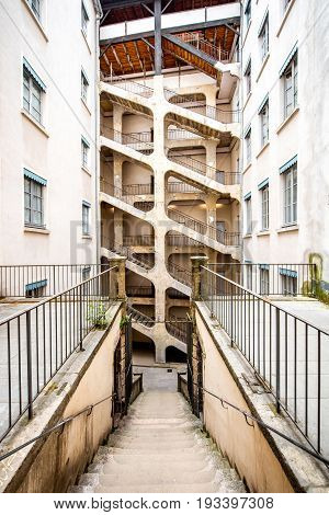 Famous path of Voraces in Cour des Voraces in the old town of Lyon