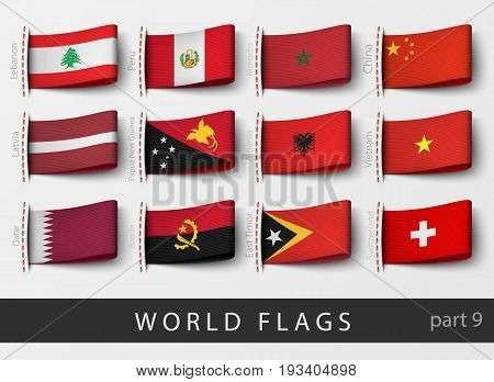 Vector set of flag labels of all countries