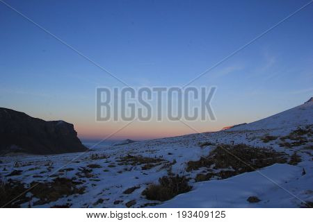 Mountain landscape. A beautiful view of high rocks in the picturesque gorge. evening in mountains. nature and mountains of the North Caucasus