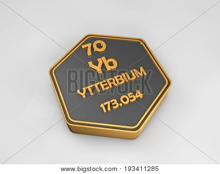 Ytterbium - Yb - chemical element periodic table hexagonal shape 3d render