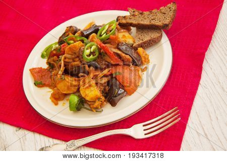 ajapsandali georgian dish of eggplant and meat
