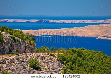 Velebit Channel Seaside Road And Desert Islands Of Pag And Rab View