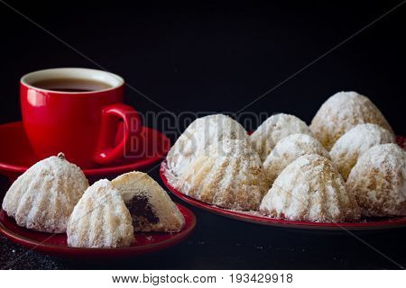 Egyptian Eid Cookies (Kahk) on on Dark Background Horizontal