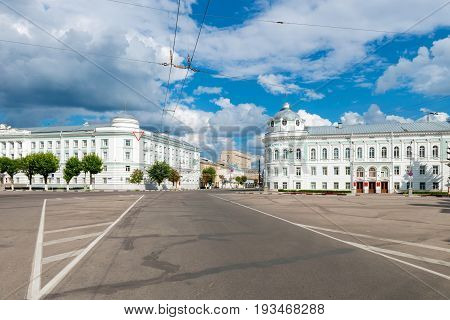 TVER RUSSIA - JULY 31 2016: the government building of the Tver region on The Sovetskaya street in the center of Tver city