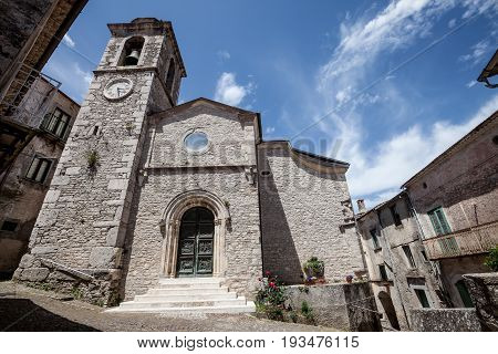 CASTELPETROSO, ITALY. June 18, 2016: The Parish Church of San Martino. The parish church is dedicated to St. Martin Bishop and is from the second half of the thirteenth century.