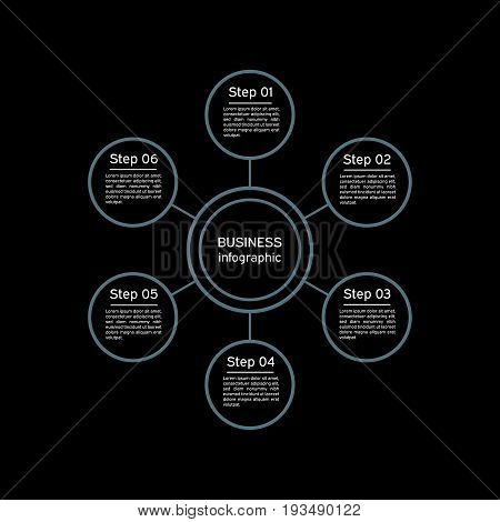 Vector Circle Infographic. Dark. Business Diagrams, Presentations And Charts. Background.