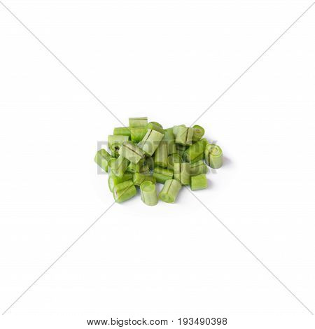yardlong bean sliced isolated on white background.