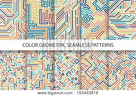 Colorful striped seamless vector patterns - digital multicolor design. You can find seamless backgrounds in swatches panel.