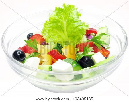 greek salad with cheese olive and tomato
