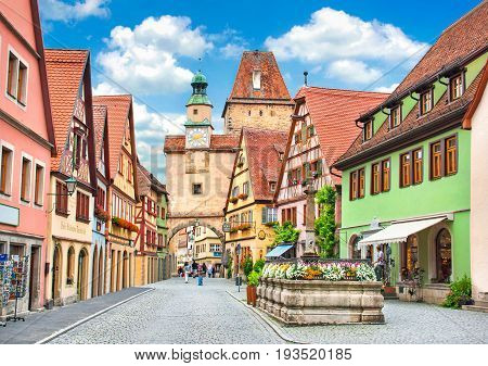 Historic Town Of Rothenburg Ob Der Tauber, Franconia, Bavaria, Germany