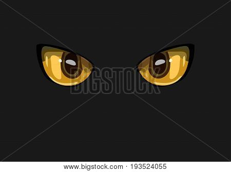 Monster eyes vector cartoon illustration on black background. Halloween concept