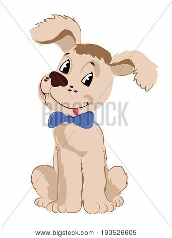 Funny puppy coffee color. Cartoon style.Cute dog