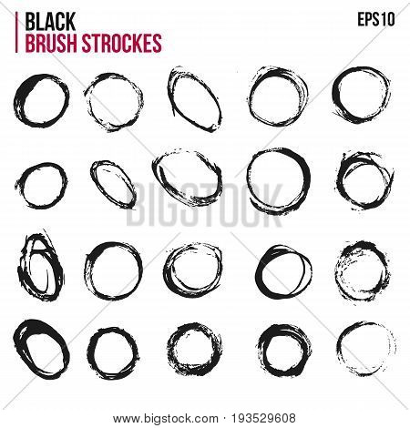 Set of brush strockes in circle shape for your promotion.