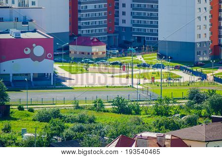 Minsk Streets From A Bird's-eye View. Flight Of A Quadrupter.