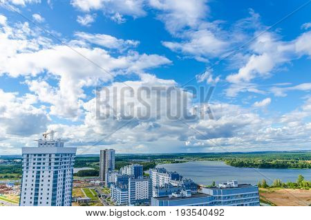 Minsk Streets From A Bird's-eye View. Flight Of A Quadrupter.