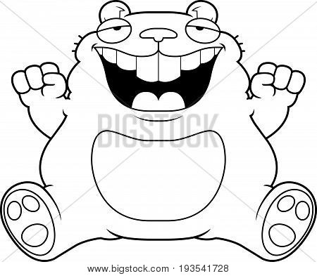 Cartoon Fat Hamster Sitting