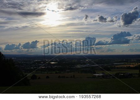 Panoramatic View On City Ceske Budejovice With Sky