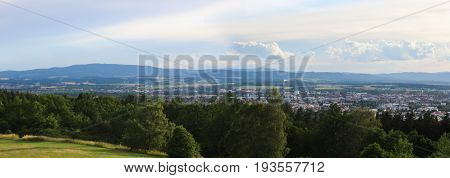 Panoramatic View On City Ceske Budejovice From Hill