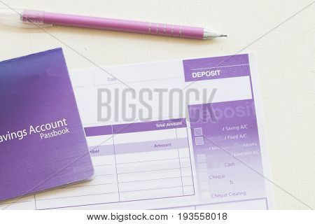 saving account pass book bank and slip deposit of bank