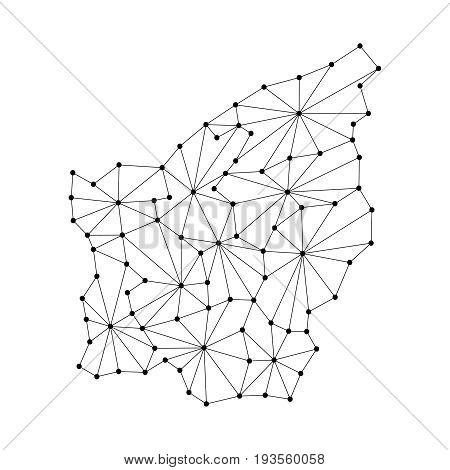 San Marino map of polygonal mosaic lines rays and dots vector illustration.