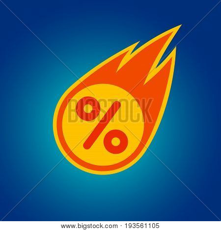 Special shopping sale discount percent comet offer sticker. Graphic design flat promo logo mark. Reduced price orange tag for banner flayer showcase window ad retail marketing campaign.