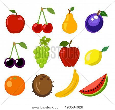 Set of fruit illustration on white background