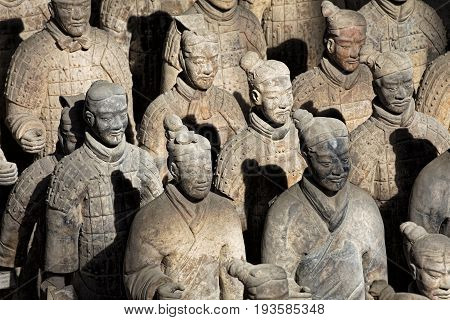 Xian China May 29 2017 The world famous Terracotta Army part of the Mausoleum of the First Qin Emperor and a UNESCO World Heritage Site located in Xian China
