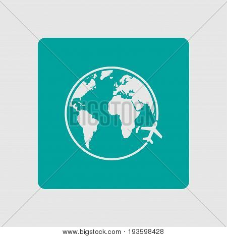 Airplane icon travel. Trip round the world. Flat design style.