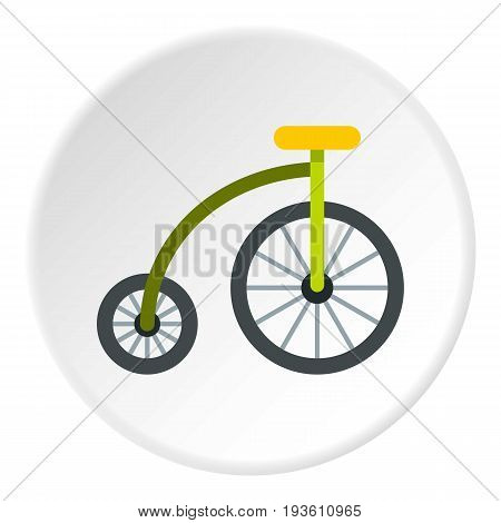 Highwheel bike icon in flat circle isolated vector illustration for web