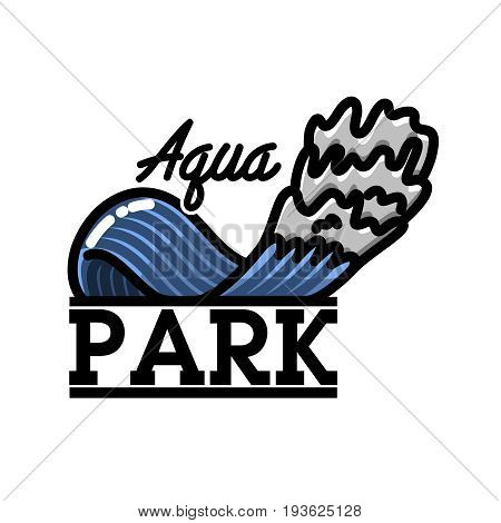 Color vintage aquapark emblem. Summer sign. Vector illustration, EPS 10