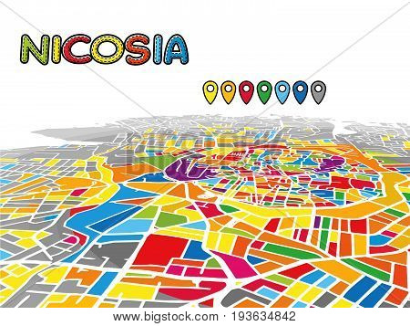 Nicosia, Cyprus, Downtown 3D Vector Map