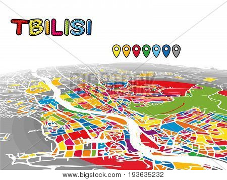 Tbilisi, Georgia, Downtown 3D Vector Map