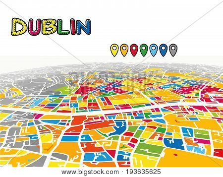 Dublin, Ireland, Downtown 3D Vector Map