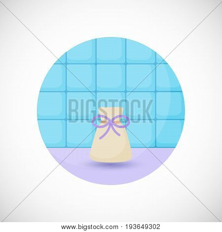 Aromatherapy sachet bottle vector flat icon Flat design of aromatherapy spa or healthcare object in the bathroom interior vector illustration with shadows