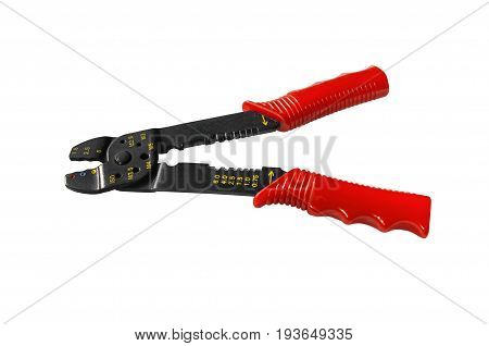 Red and black equipment plastic and metal cutter pilers for electrical cable
