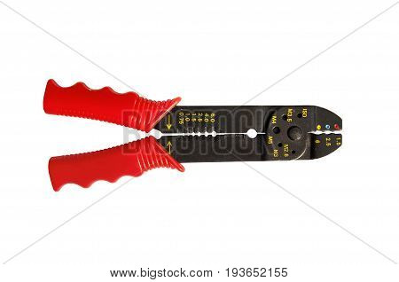 Red and black equipment plastic and metal cutter pilers for electrical cable