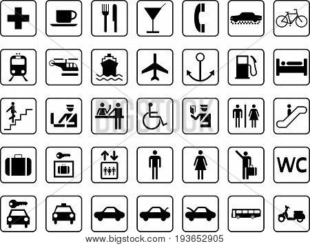 vector set of the Transport and guide icons