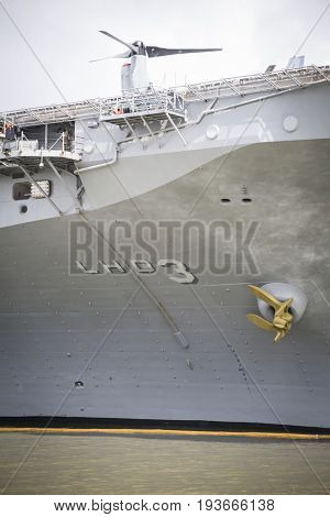 USS Kearsarge (LHD 3) Wasp-class amphibious assault ship docked at Pier 88S. Fleet Week NEW YORK MAY 25 2017.