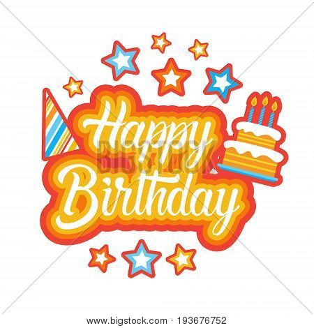 Happy Birthday Sticker Social Media Network Message Badges Design Vector Illustration