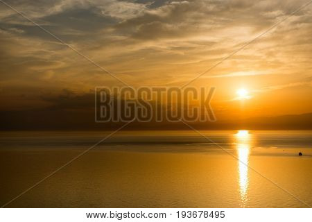 Beautiful and amazing sunset in Greek Island Thasos