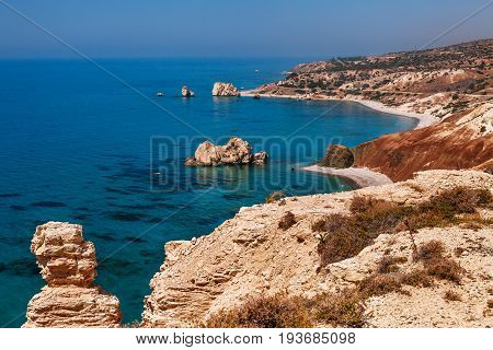 Panoramic Landscape Petra Tou Romiou (the Rock Of The Greek), Aphrodite's Legendary Birthplace I
