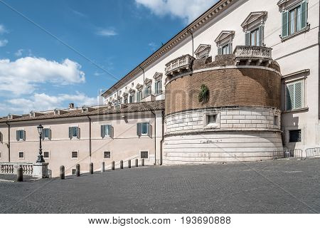 Rome Italy - August 18 2016: The Quirinal Palace a sunny summer day. It is a historic building in Rome official residence of the President of the Italian Republic.