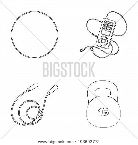 Ball, player and other equipment for training.Gym and workout set collection icons in outline style vector symbol stock illustration .