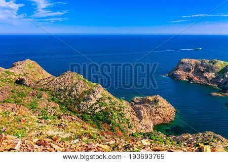 Sea Landscape With Cap De Creus, Natural Park. Eastern Point Of Spain, Girona Province, Catalonia. F