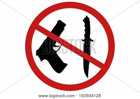 No Weapons Sign And Symbol 3D Illustration