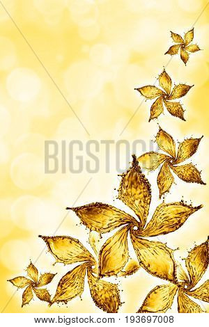 flower made of water splash of yellow color. 3d rendering