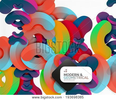 Abstract color geometric round shapes on white - elements with shadow, colorful composition